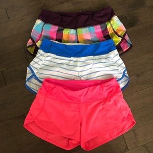 3 pairs of lululemon shorts size 4